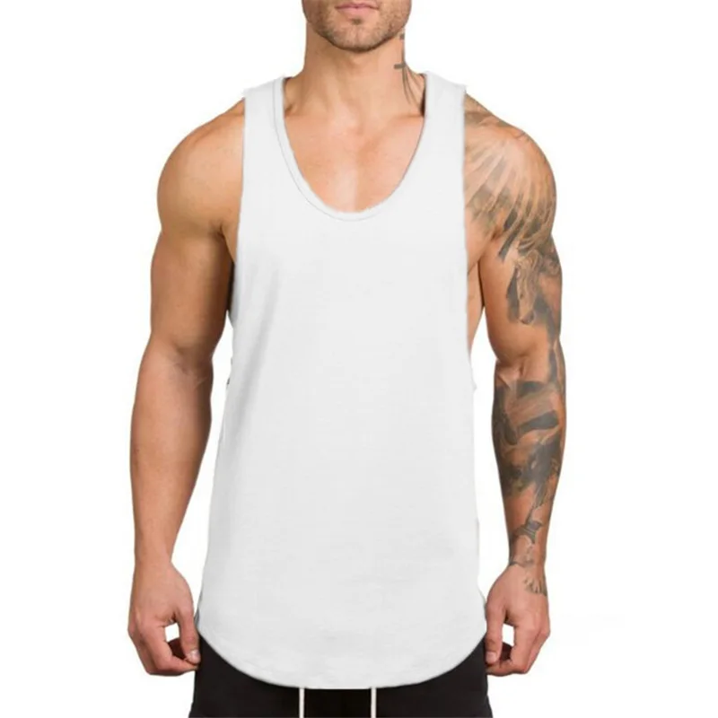 Musclealive Uomo Essenziale Muscolo Senza Maniche Maglietta con Equipaggio Collo per Bodybuilding Canotte Camicie Cotone