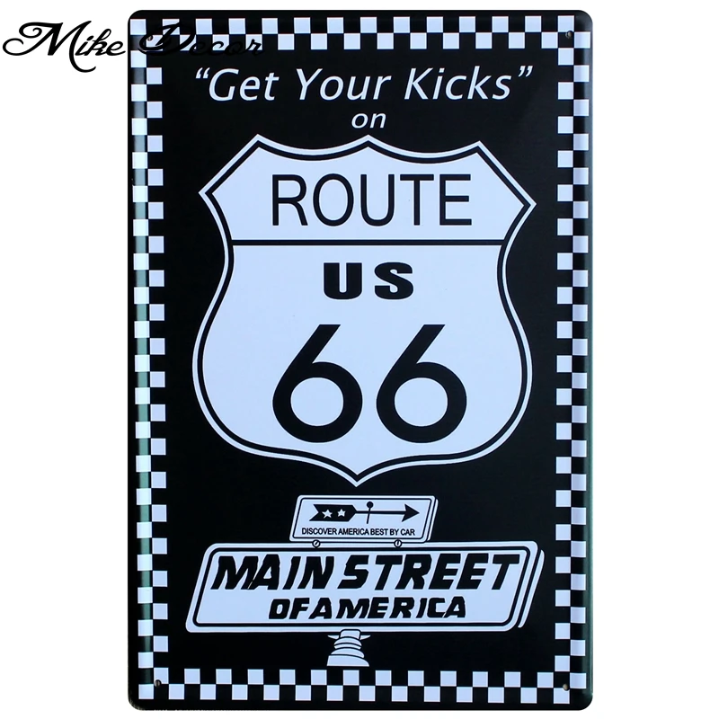 [ Mike86 ] GET YOUR KiCKS ON ROUTE US 66 TIN SIGN Art Retro Wall decor Home Vintage Mural Painting 20*30 CM A-402 | Дом и сад