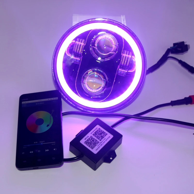 1 шт 40 w RGB многоцветный Halo Кольцо Светодиодный фар телефон Bluetooth App дистанционного Управление круглый фар