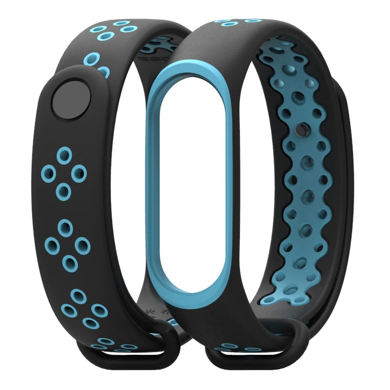 Mi jobs mi Band 3 ремешок для Xiaomi mi Band 4 силиконовый браслет mi 3 умные часы mi band 3 Аксессуары спортивный ремешок - Цвет: Black Blue