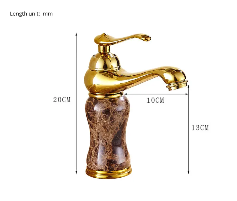 Роскошный Мраморный золотой кран кофейного цвета мраморный камень раковина кран с горячей и холодной водой краны