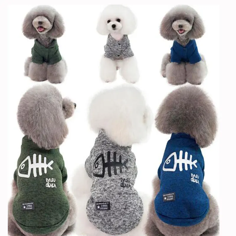New Autumn And Winter Fishbone Picture Dog Clothes Medium Small Dogs Two Feet Sweater Pet | Дом и сад