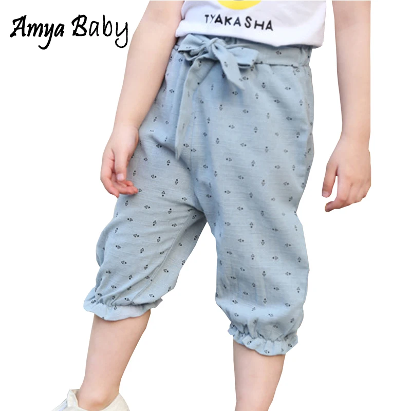 

Amyababy Girls Pants Calf Length Loose Toddler Leggings Fille Children Clothing Kids Leggings Summer Girls Leggings Kids Pants