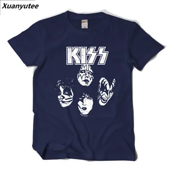 

Xuanyutee Kiss Metal Rock Band Summer T-shirt Men Cotton Pattern Print O-neck Short Sleeve Punk Rock Fans Lovers Tee Shirt Homme