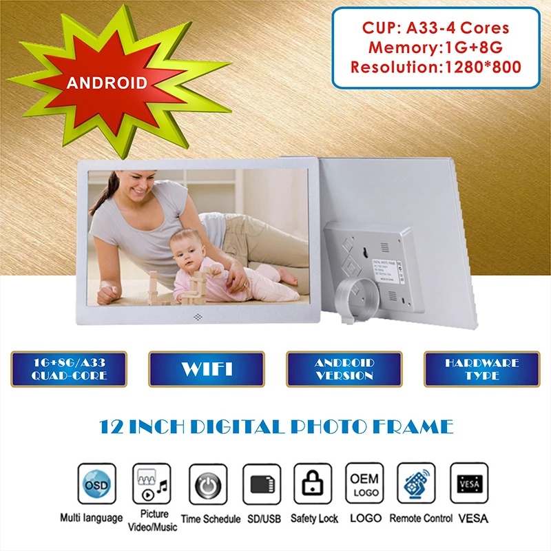 

12 INCH ANDROID DIGITAL PHOTO FRAME FOR COMMEMOTATION AND STORAGE AS THE SOUVENIRS AND GIFTS