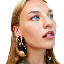 

DIYMIN 2018 New Design za Enamel Water Drop Dangle Earrings Hot Sale Bohemian Rhinestone Big Earrings For Women Jewelry