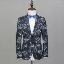 NA51 модный принт костюм жениха, v-образный вырез, петличный смокинг дружки костюм на заказ человек костюм Одежда для сцены Повседневное Для мужчин этап Костюмы 3 шт