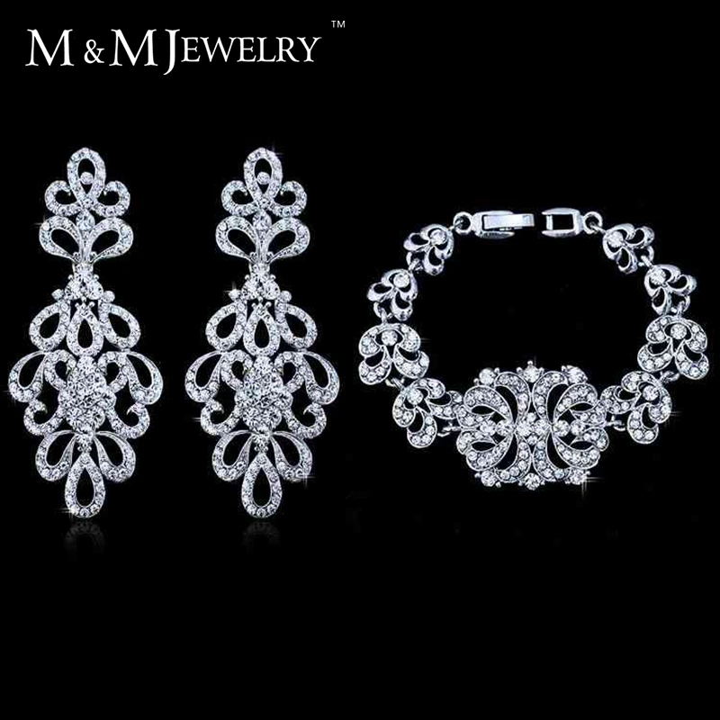 Minmin Top Selling Bridal Jewelry Sets Amazing Design Fashion Bracelet Earrings Pendant for Women Wedding Accessory EH177+SL040