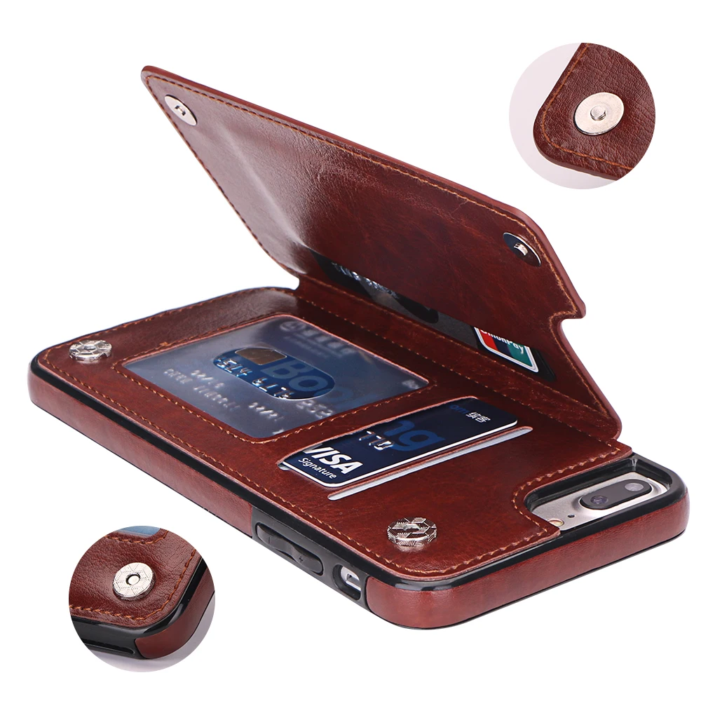 

Retro Leather Phone Case for iPhone 7 8 Plus X 10 Wallet Case Cover with Multi Card Slots for iPhone 8Plus 7Plus X 10 Cases