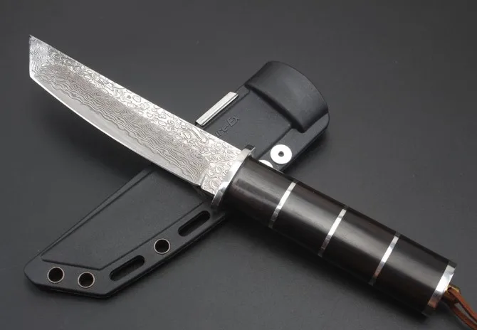 XITUO дамасский стальной нож для очистки овощей, японский кухонный нож шеф-повара, походный портативный инструмент для выживания, черная ручка из черного дерева