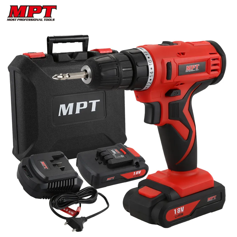 

MPT MCDT1823.A2 18V Cordless Drill Electric Drill Multi-function Screwdriver Wiith 2 Lithium-Ion Battery Power Tools
