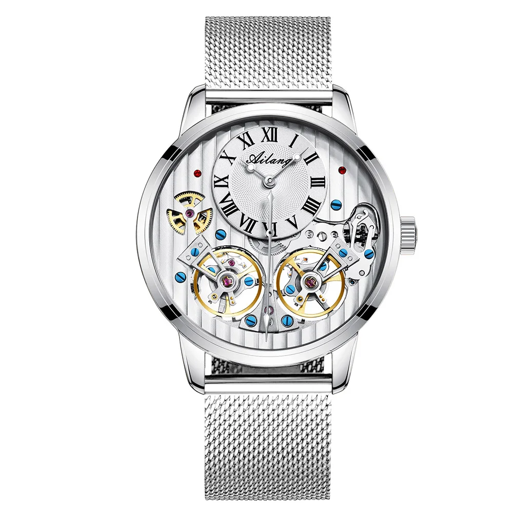 Топ люксовый бренд дорогие мужские часы автоматические механические качественные часы римский двойной турбийон швейцарские часы кожаный мужской - Цвет: 13