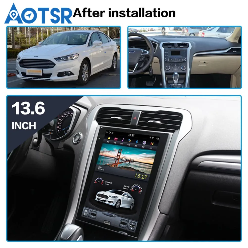 Perfect 13.6 inch Android 8.1 4+64 Car GPS Navigation player For Ford Mondeo Fusion MK5 2017 + Headunit stereo multimedia radio carplay 1