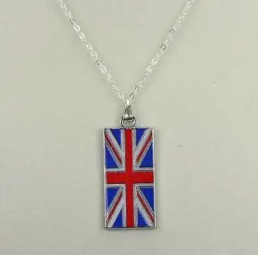 

Vintage Silver Enamel Union Jack Flag Necklace Pendant Statement Choker Chain Necklace For Womens Jewelry Accessories Gifts HOT