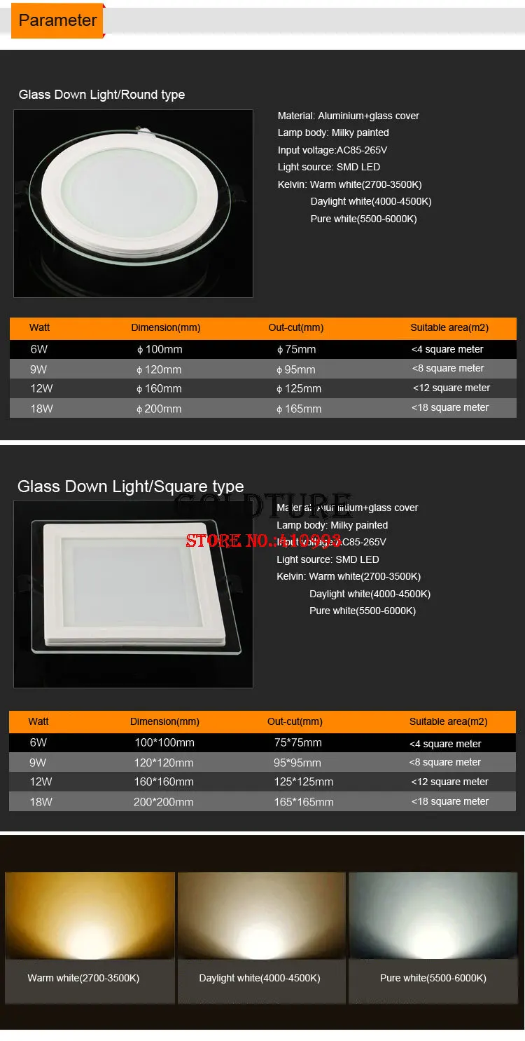 Встраиваемая Панель 6 Вт 9 Вт 12 Вт 18 Вт потолочный светильник smd стекло вниз свет теплый белый холодный белый Бесплатная доставка