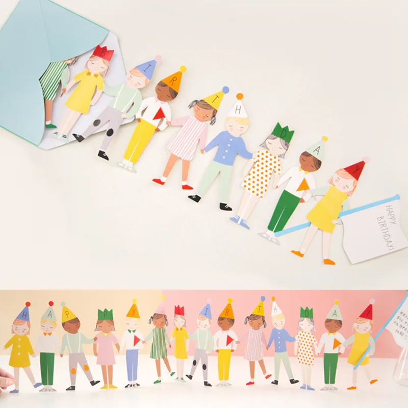 Арт-деко с днем рождения поздравительная открытка ручной работы цветные вечерние открытки для девочек подарок для детей пригласительная Открытка своими руками