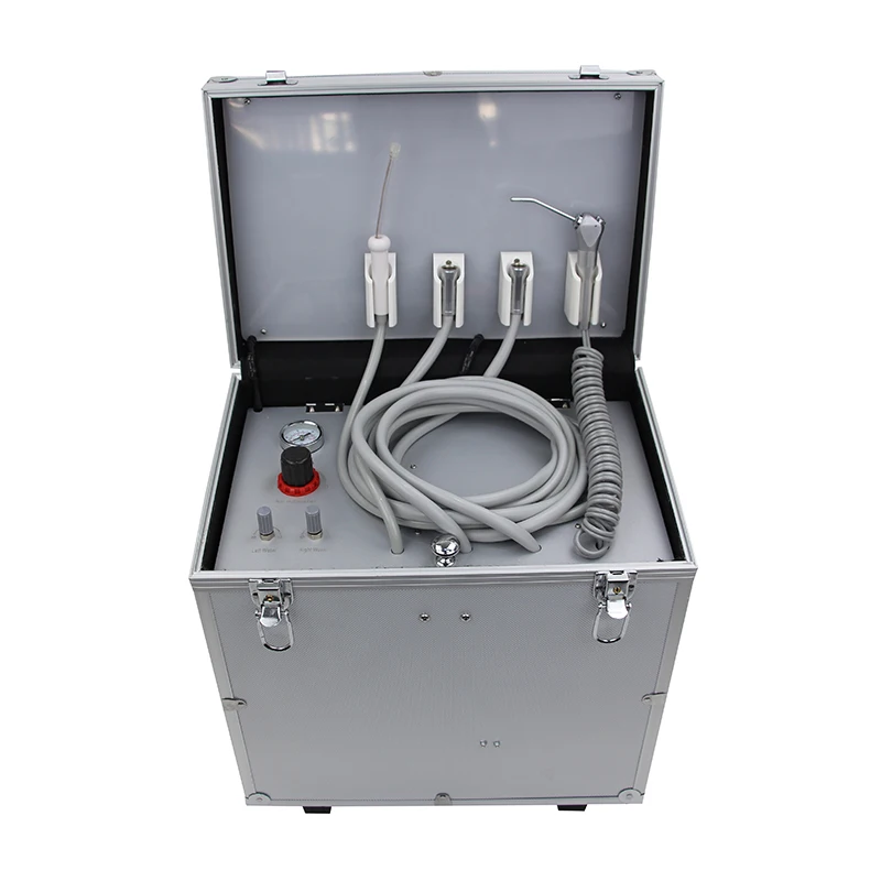 

Oiless Air Compressor and Suction system included Portable Dental Unit with Stainless Water Water bottle and Air Tank