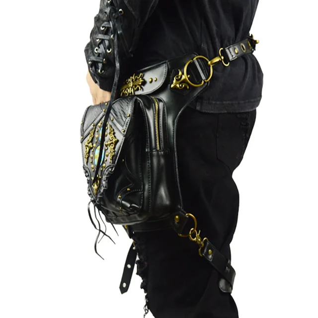 Norbinus-riñoneras góticas para hombre, bolsa cartuchera Steampunk, bolso de hombro, bandolera de mensajero de cuero Norbinus-riñoneras góticas para hombre, bolsa cartuchera Steampunk, bolso de hombro, bandolera de mensajero de cuero