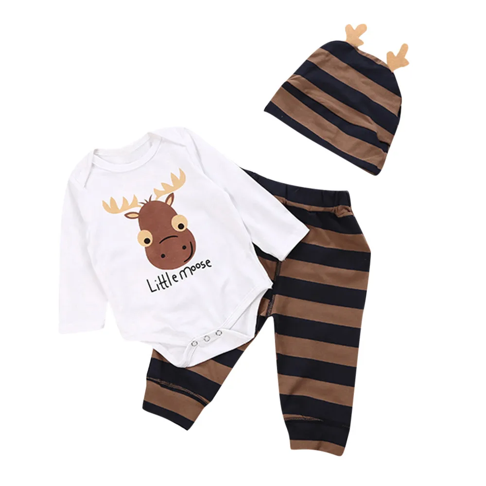 Little Moose Infant  Jumpsuit+Striped Pants+Hats