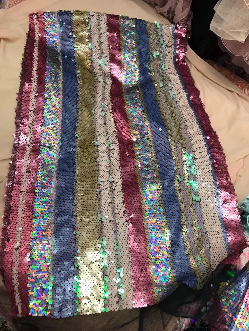 

100% polyester African Net Lace Fabric ZH18112805 Nigerian French Embroidered Lace fabric with sequins