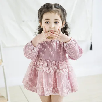

2018 New Arrival Baby Girls Dresses Cute Flower Lace Dresses For Girls Fashion Brief Princess Girls Clothes