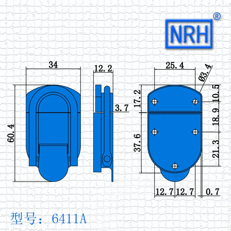 NRH 6411B стальная хромированная защелка с 2 кнопками для портфеля и чемодана