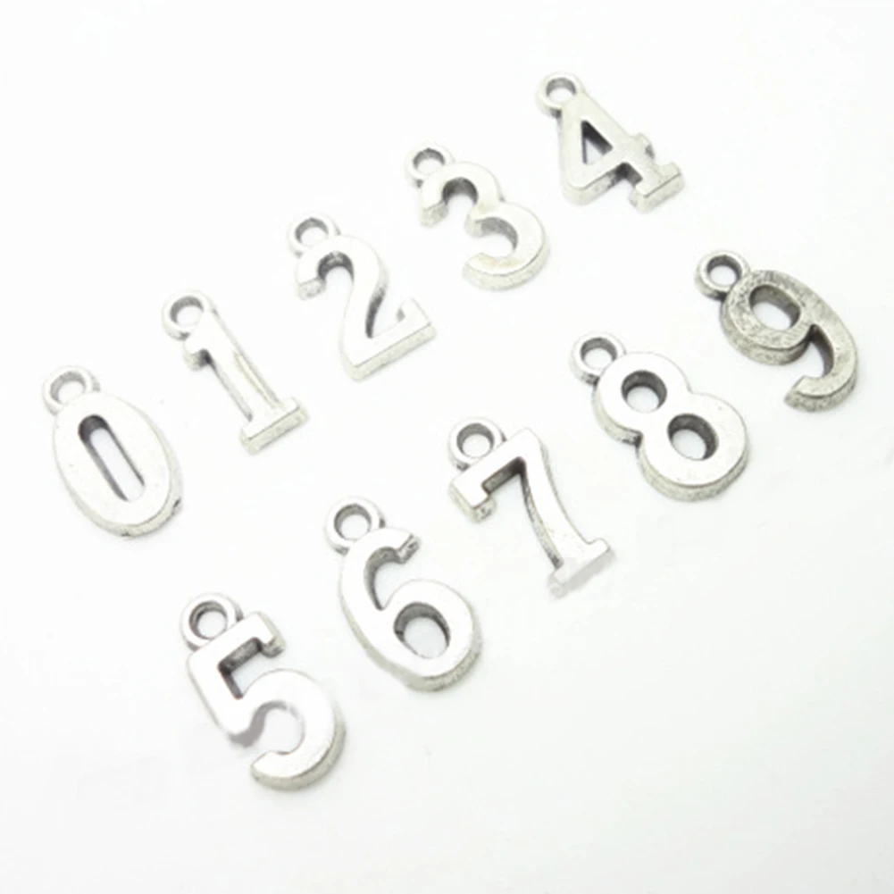 

10 Pcs Alloy 0-9 Numbers Shape Pendants Vintage Number Decor Jewelry Making Accessory Necklace Pendants Wedding Decor Fashion