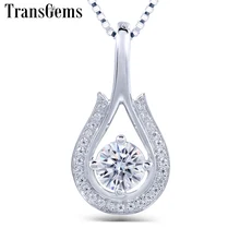 TransGems 0.5 Carat 5mm Lab Grown Moissanite Diamond Solitaire Pendant Necklace 18K White Gold for Women jewelry Wedding TransGems 0.5 Carat 5mm Lab Grown Moissanite Diamond Solitaire Pendant Necklace 18K White Gold for Women jewelry Wedding