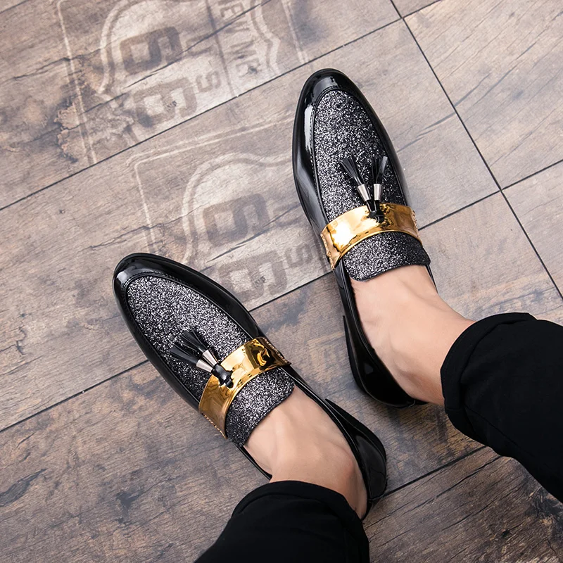 Гудериан итальянская мужская Свадебная обувь с кисточками золотого нарядные туфли для мужчин Роскошные модные вечерние лоферы, кожаные туфли Для мужчин из натуральных материалов, Schoenen Mannen