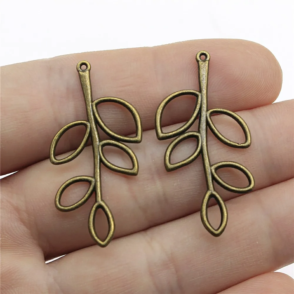 

Charms Hollow Leaf Branch Antique Bronze Color Alloy Diy Jewelry Making Accessories 1.5x0.8 inch (37x19mm) 30pcs/lot