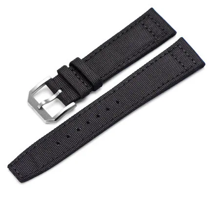 20 мм 21 мм 22 мм ArmyGreen черный ремешок для часов из нейлоновой ткани наручные часы с кожаным ремешком ремень для часов PORTUGIESER CHRONOGRA мужские часы - Цвет ремешка: Черный