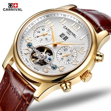 Mode De Luxe Marque Carnaval Hommes Montre Automatique Mécanique Montres Creux Hommes Tourbillon Montre Mécanique Avec la Boîte Originale