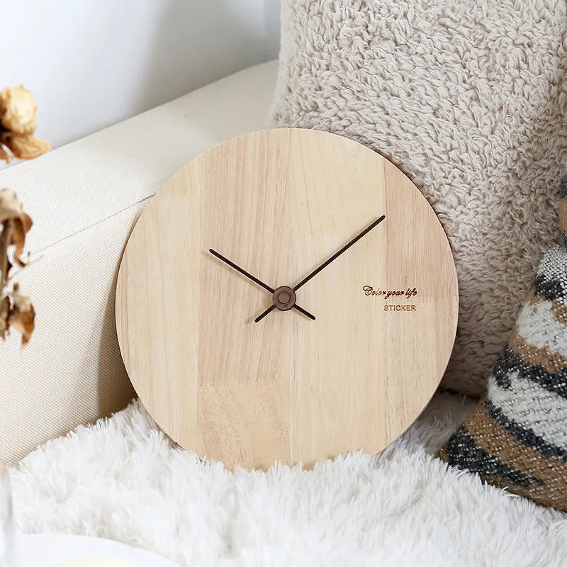 Креативные простые деревянные часы в скандинавском стиле, Новые квадратные круглые Настенные часы, украшение для гостиной, спальни, бесшумные деревянные настенные часы
