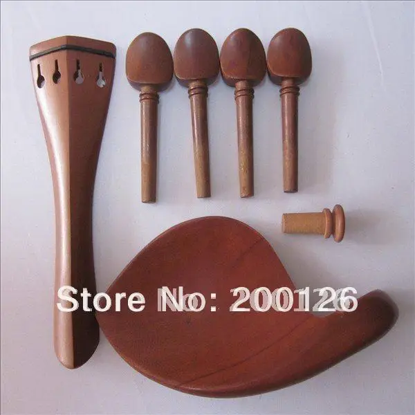 

Size 1/2 Brown Color Wood Violin parts Chin Rest,End Pin,Tail piece,4 Tegs