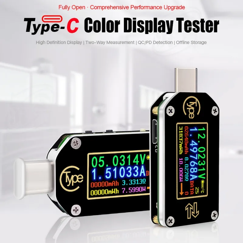 0,96 дюймов ЖК-дисплей HD type-C PD триггер батарея тестер USB-C Вольтметр Амперметр Напряжение 2 способ измеритель тока мультиметр PD зарядное устройство