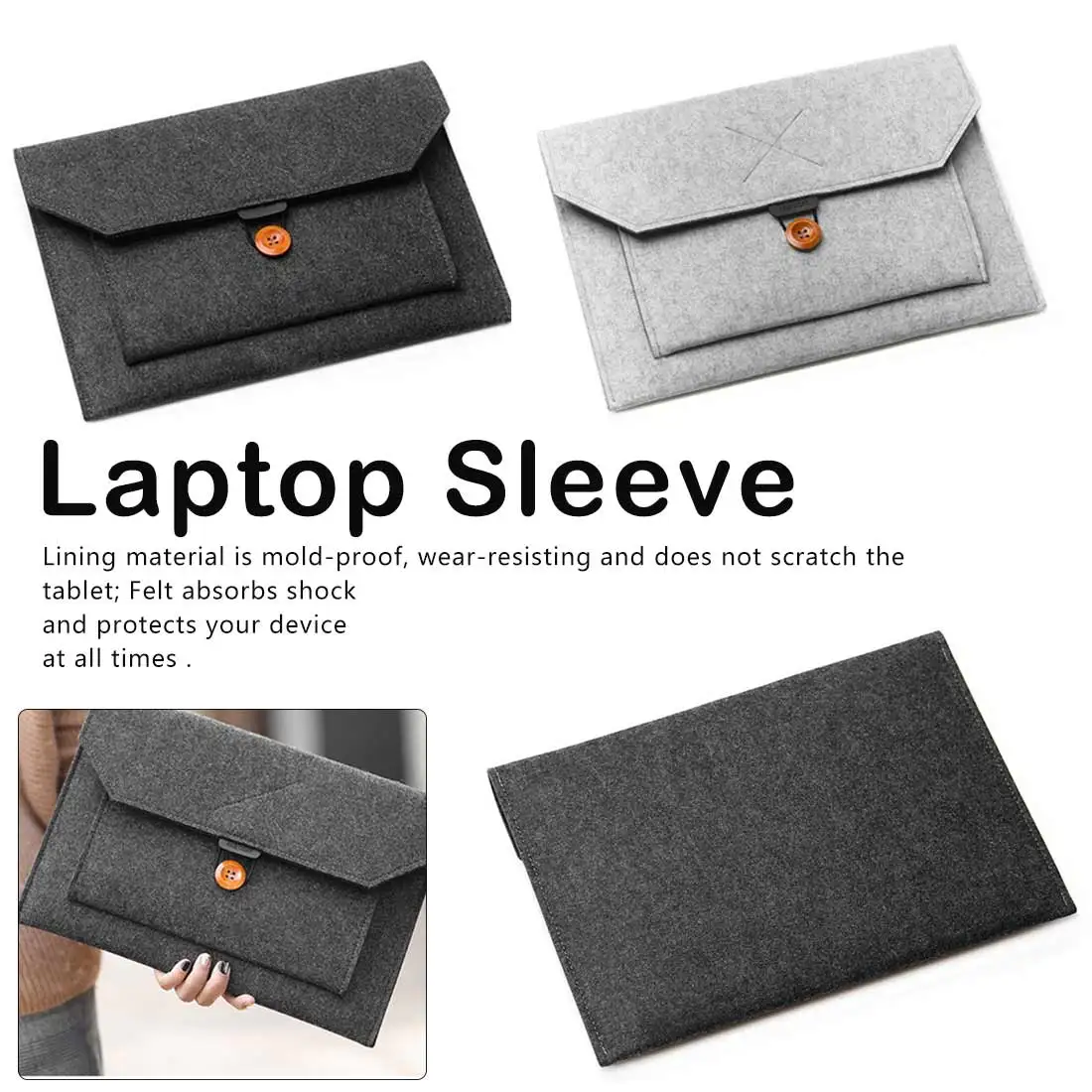 

Wool Felt Laptop Sleeve Bag Notebook Handbag Case For Macbook Air Pro 12 13.3 14 Lenovo Asus HP Laptop Liner Bag
