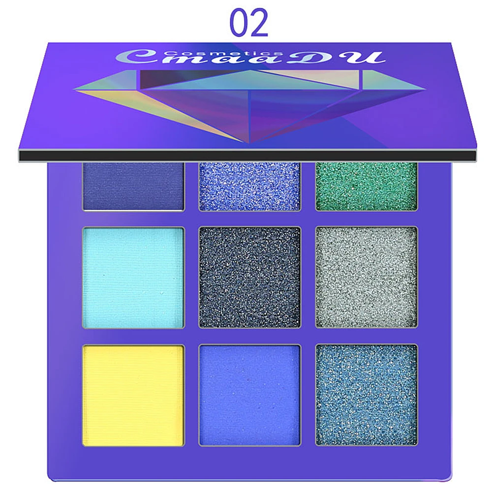 CmaaDu блестящие бриллиантовые матовые тени для век, 9 цветов, палитра для макияжа, мерцающие пигментные тени для век, Maquiagem TSLM2