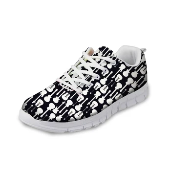 

NOISYDESIGNS 2018 Women flat Shoes 3D Guitar Puzzle Prints Casual Brand Women's Sneakers Breathable Mesh Shoes for Teenage Girls