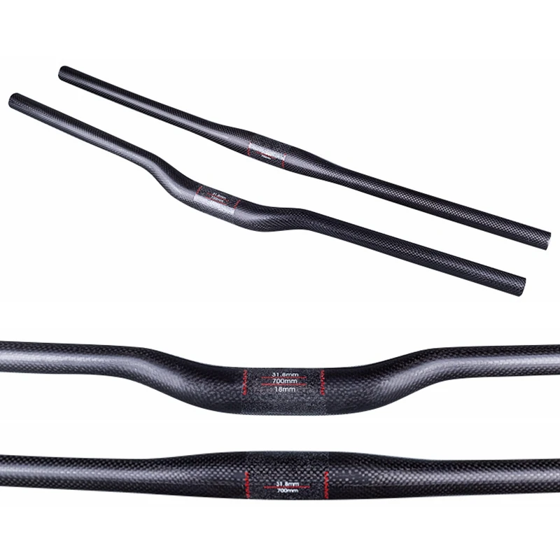 cheap Cycling Mountain 3K Matte Carbon Handlebar Flat Rise Bicycle Handlebar 31.8mm Bike MTB Parts