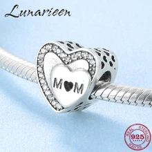 Подарок на день матери, 925 пробы бусины в форме сердца, подходят к оригинальному браслету Pandora, изготовление ювелирных изделий