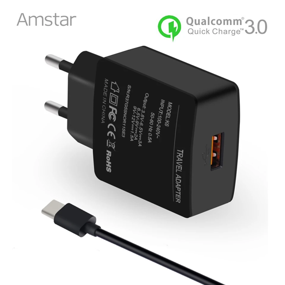 Amstar Быстрая зарядка 3 0 USB настенное зарядное устройство быстрый адаптер питания