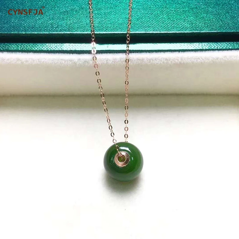 

18K Gold Inlaid Jade Russian Jasper Lucky Peace Jade Pendant Certified Natural Jasper High Quality Au750 Necklace Birthday Gifts