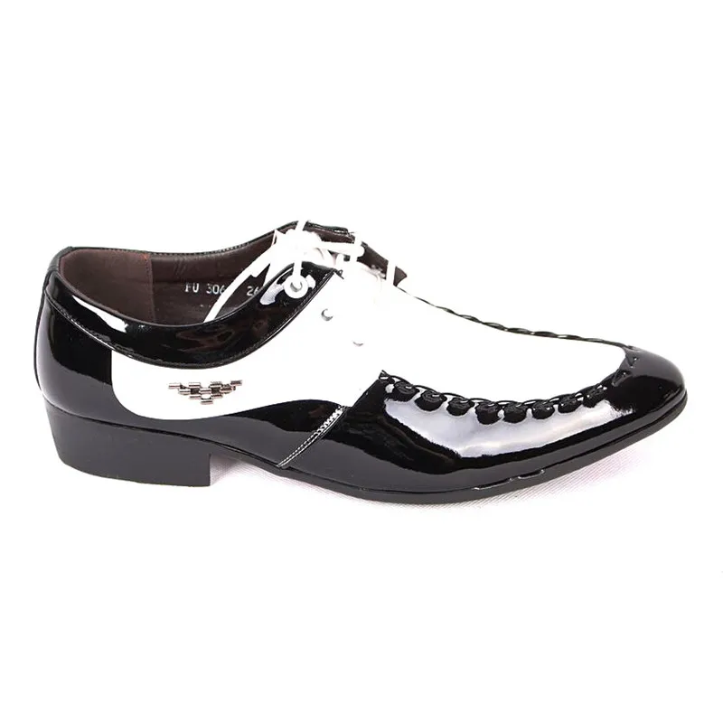 Movechain модные Для мужчин кожаные Платье на шнуровке мужская обувь Свадебная вечеринка Бизнес Туфли без каблуков Для мужчин s черный/белый цвет Разделение Обувь в стиле «дерби»