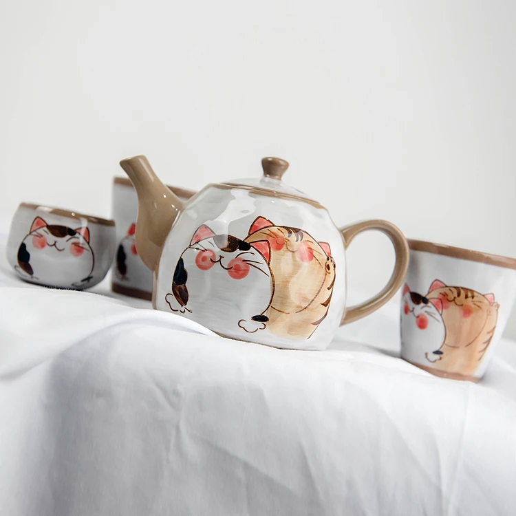 Кофейные Наборы Plutus Cat, креативный мультяшный чайный горшок, чашка, Керамические домашние молочные кружки, милый японский чайник, 1 горшок и 2 чашки