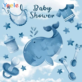 

Yeele Vinyl Baby Shower Party Cartoon Photography Backdrops Dolphin Boy Newborn Custom Photographic Backgrounds For Photo Studio