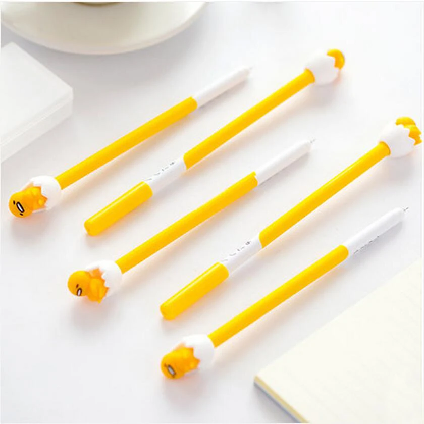 

6 pcs/Lot Kawaii Sanrio Gudetama gel pen Yellow egg black ink pens Japanese signature Stationery Office decoration 1683