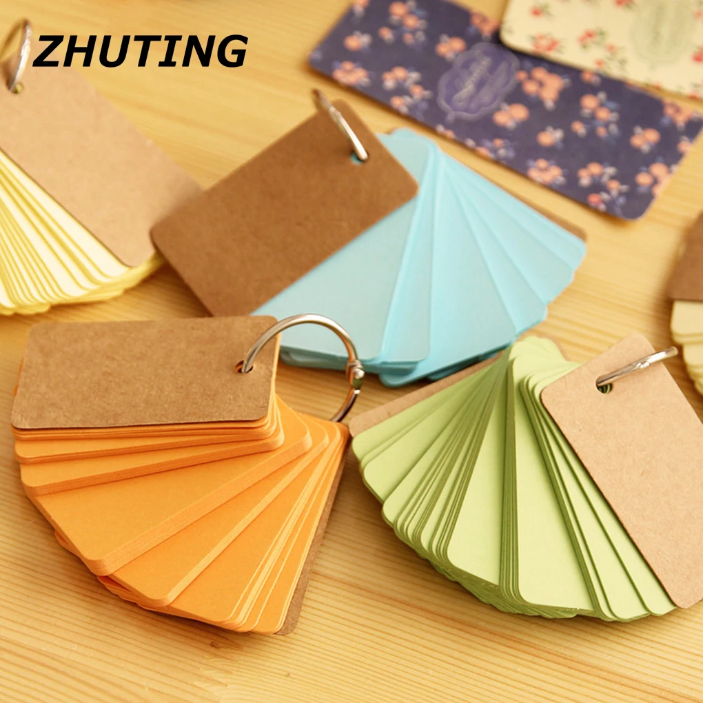 

Candy Color Buckle Binder Notes Flash Cards Memo Pads DIY Blank Card Writing Pads Sticky Notes