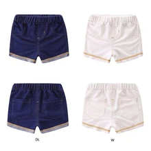 Летние однотонные Короткие штаны с принтом для мальчиков и девочек; модные брюки; Детские повседневные джинсовые шорты до колена