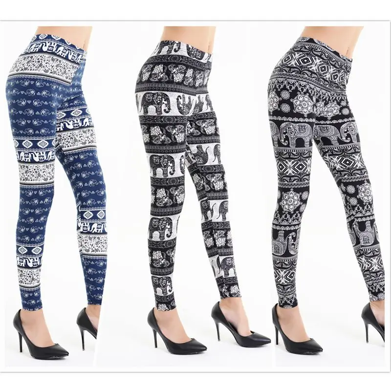 2018 New fashion elephant print leggings lady blue black patten anime