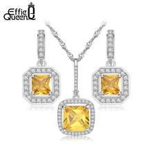 Effie Reina Diseño de Lujo Oro Blanco Plateado Joyería de La Boda Nueva Moda Amarillo DAS018 Austriaco Circón Sistemas de la Joyería de Regalo de Las Mujeres